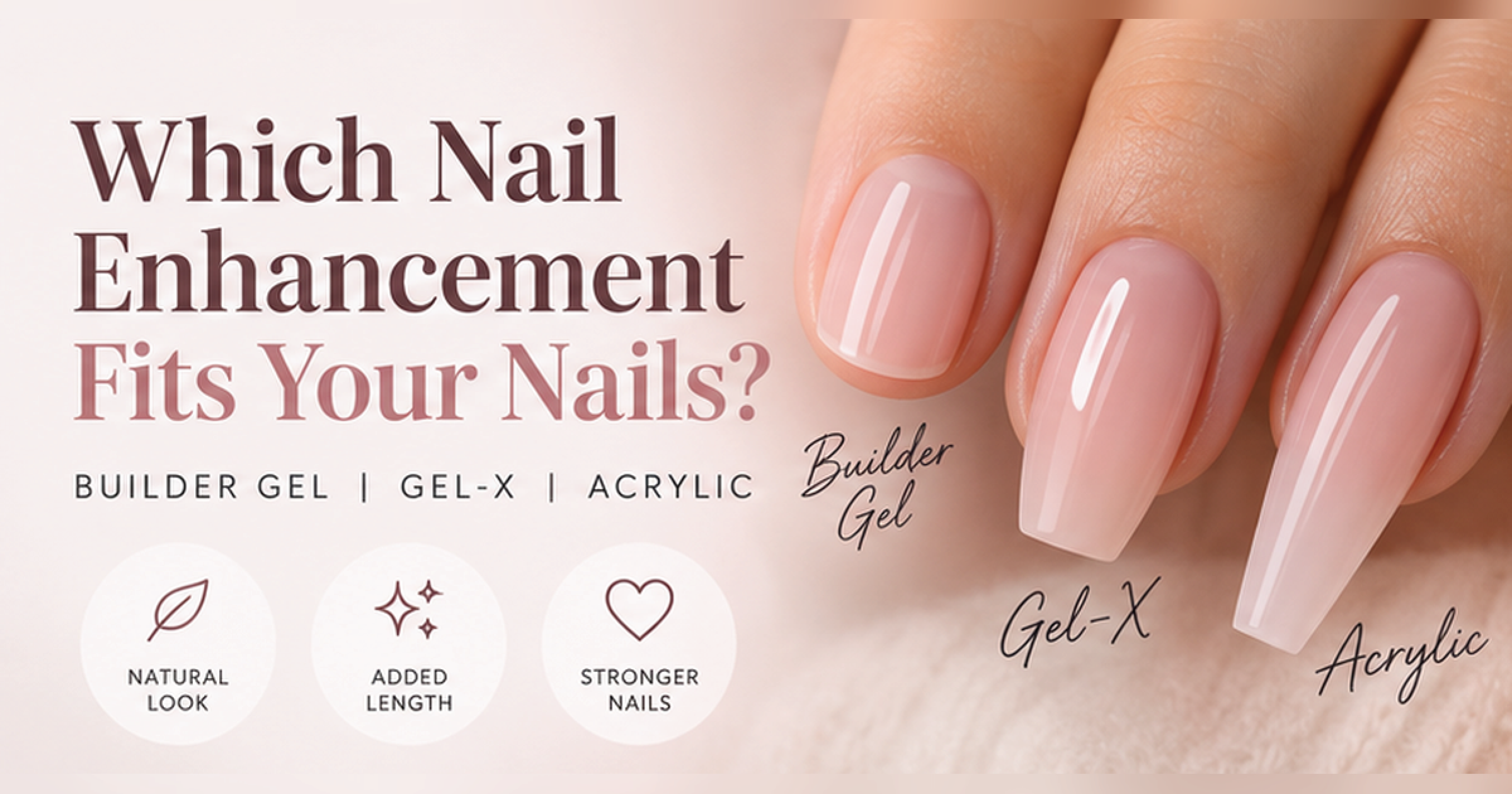 Builder Gel, Gel-X, and Acrylic nail enhancement options